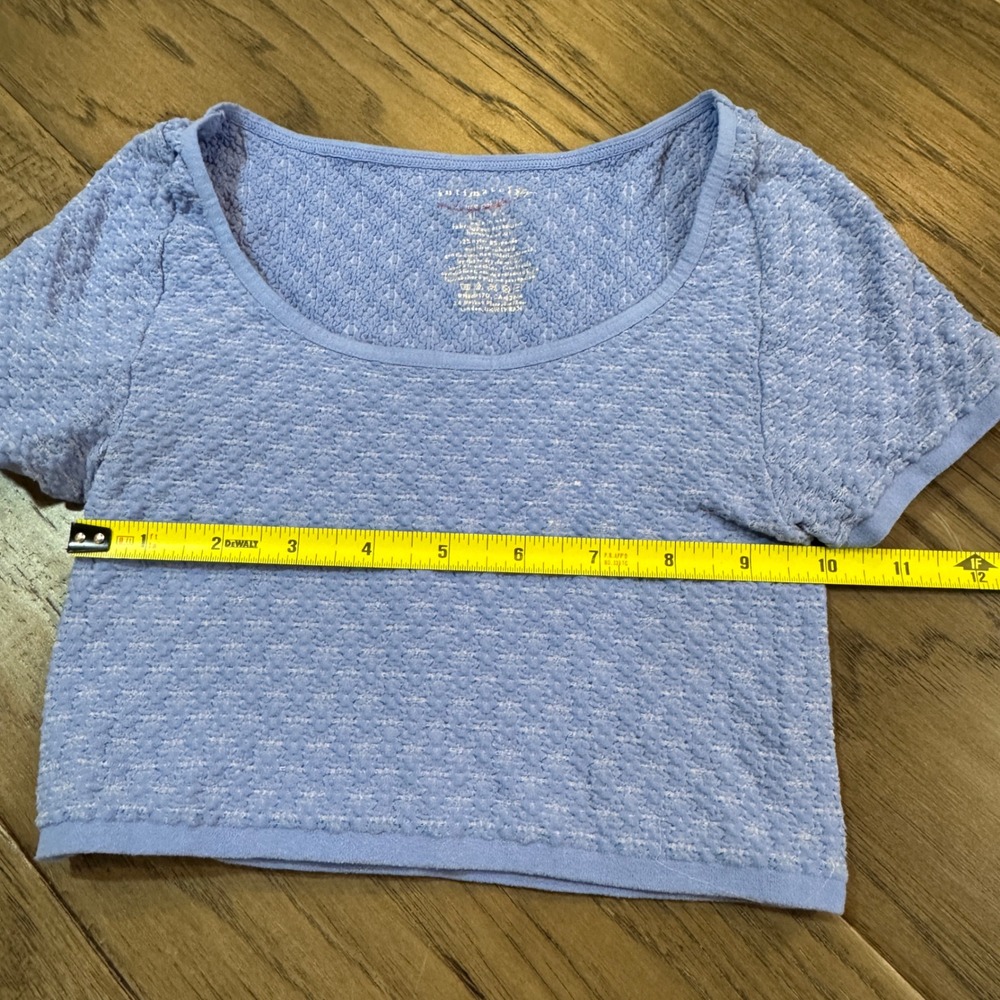 Intimately Free People Womens Crop Top Blue Textured Short Sleeve Size M - Picture 4 of 7